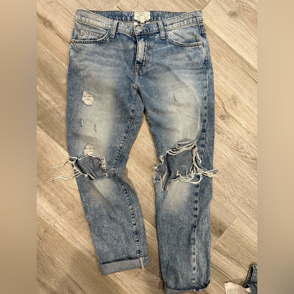 Current/Elliot- fling style- ripped denim slim boy friend style jeans,  Size 26